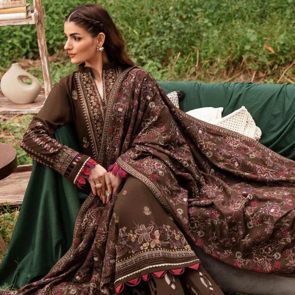 KHADDAR 3PC EMBROIDERED DRESS EMBROIDERED SHAWL A 1042