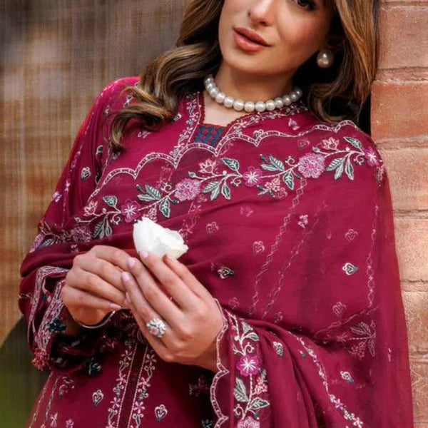 KHADDAR 3PC EMBROIDERED DRESS EMBROIDERED SHAWL A 1028